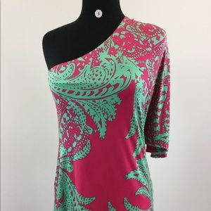 🌞 Venig designer print one shoulder dress (B-5)